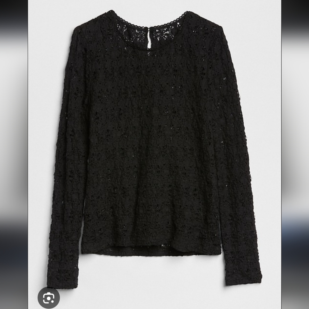 Gap Long Sleeve Crewneck Top In Pucker Lace
